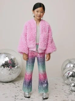 Pink/Blue Ombre Sequin Party Flared Leggings (3-16yrs)