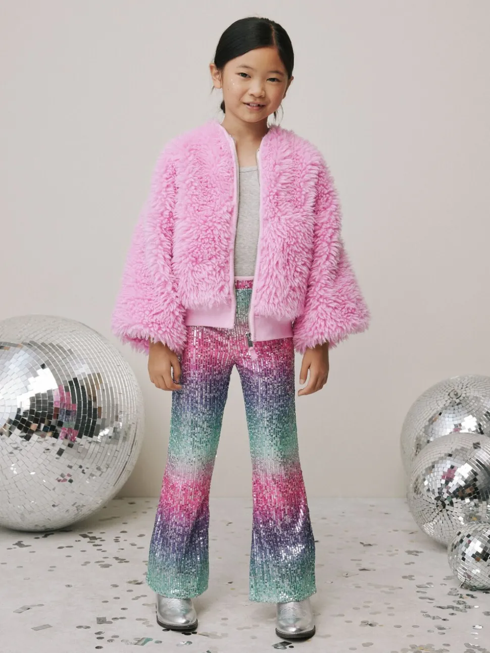 Pink/Blue Ombre Sequin Party Flared Leggings (3-16yrs)