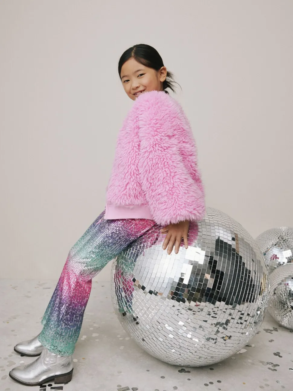 Pink/Blue Ombre Sequin Party Flared Leggings (3-16yrs)