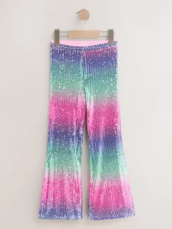 Pink/Blue Ombre Sequin Party Flared Leggings (3-16yrs)