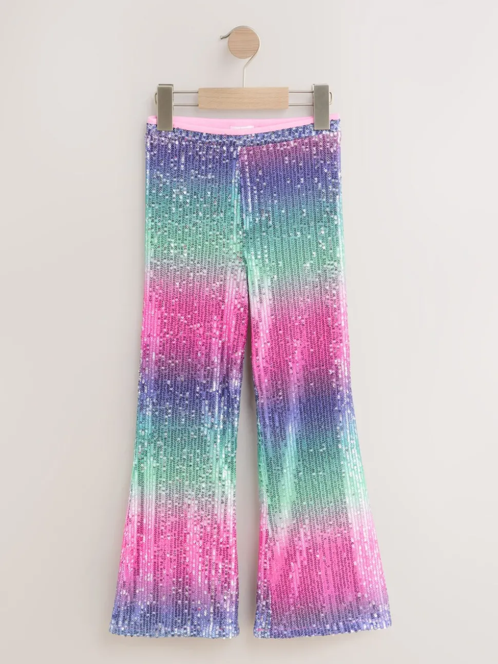 Pink/Blue Ombre Sequin Party Flared Leggings (3-16yrs)