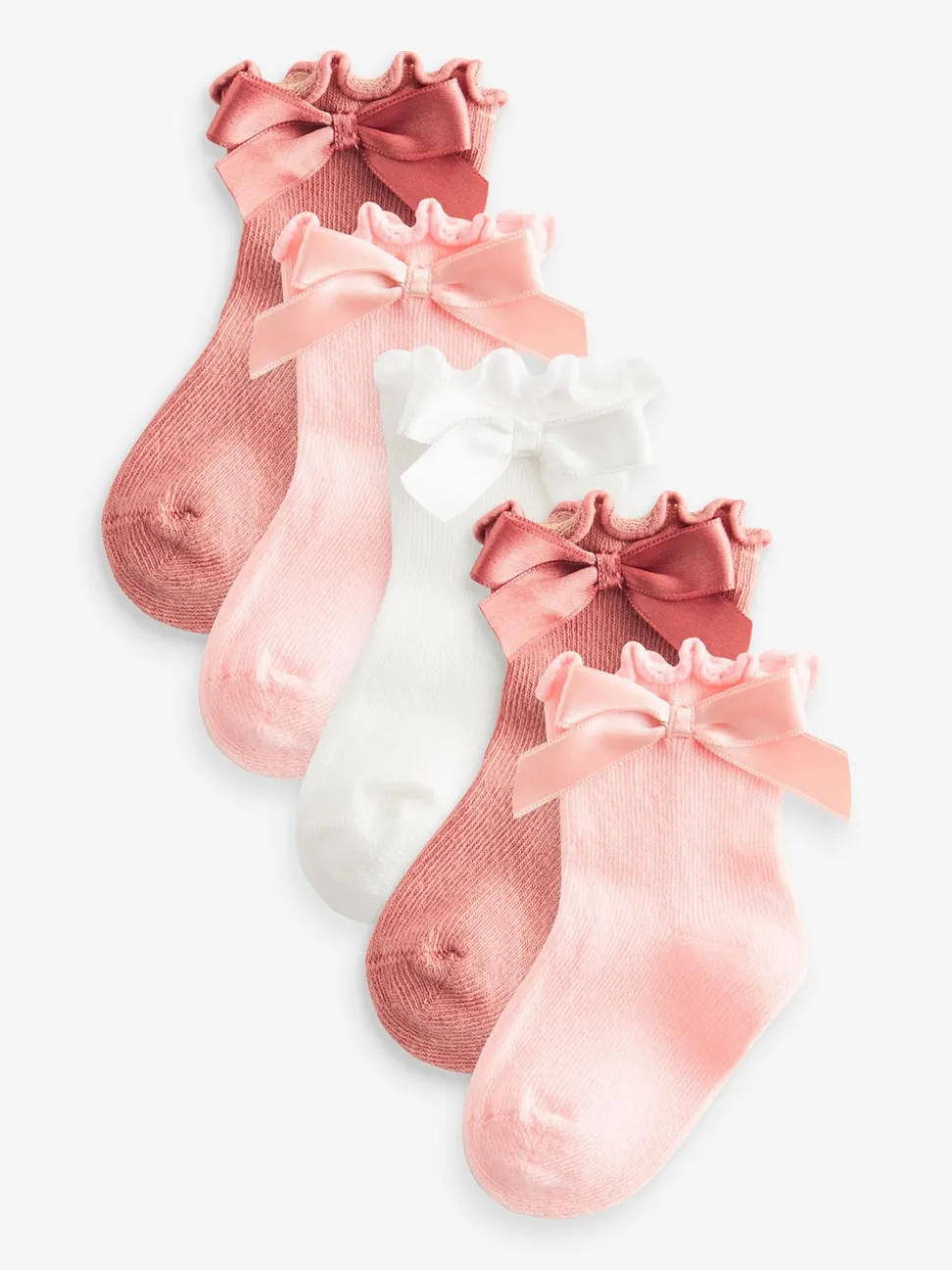 Pink Bow Baby Socks 5 Pack (0mths-2yrs)