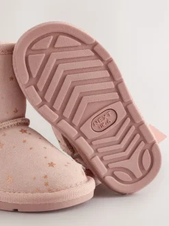 Pink Bow Water Repellent Tall Suede Pull On Boots