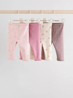 Pink/Brown/Heart Baby Leggings 4 Pack (0mths-2yrs)