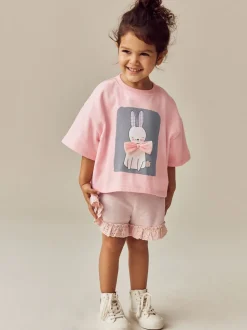Pink Bunny 100% Cotton Top & Shorts Set (3mths-7yrs)
