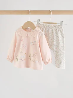 Pink Bunny Long Sleeve Top and Legging Baby 2 Piece Set (0mths-2yrs)