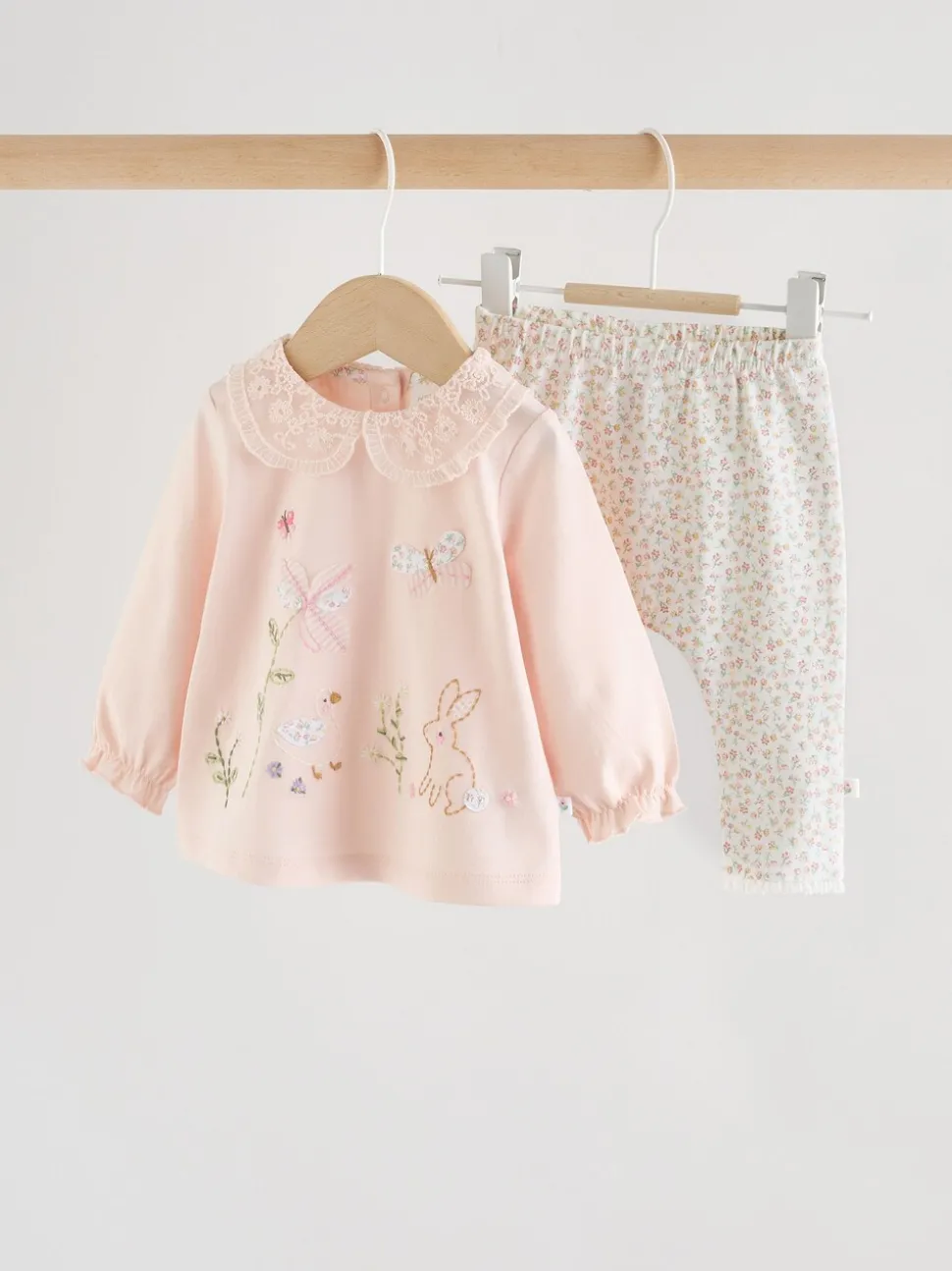 Pink Bunny Long Sleeve Top and Legging Baby 2 Piece Set (0mths-2yrs)