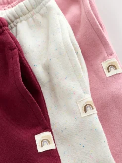 Pink/Burgundy/Oatmeal Wide Leg Joggers 3 Pack (3mths-7yrs)
