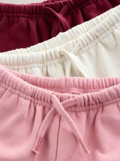 Pink/Burgundy/Oatmeal Wide Leg Joggers 3 Pack (3mths-7yrs)