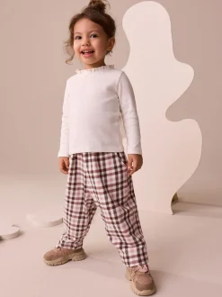 Pink Check Barrel Leg Trousers (3mths-7yrs)