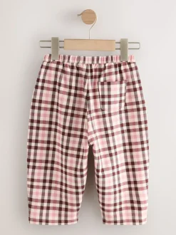 Pink Check Barrel Leg Trousers (3mths-7yrs)