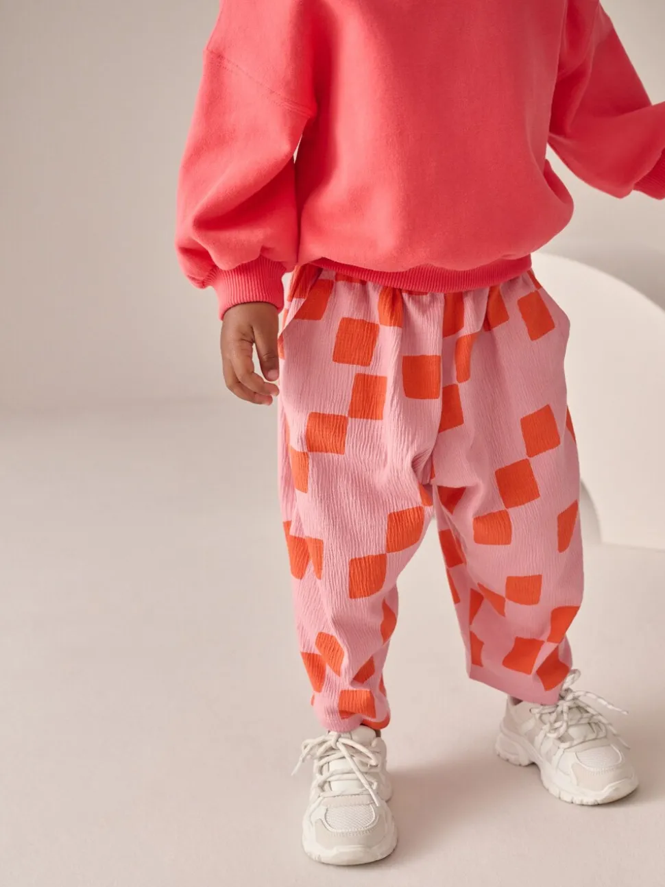 Pink Checkerboard Barrel Trousers (3mths-7yrs)