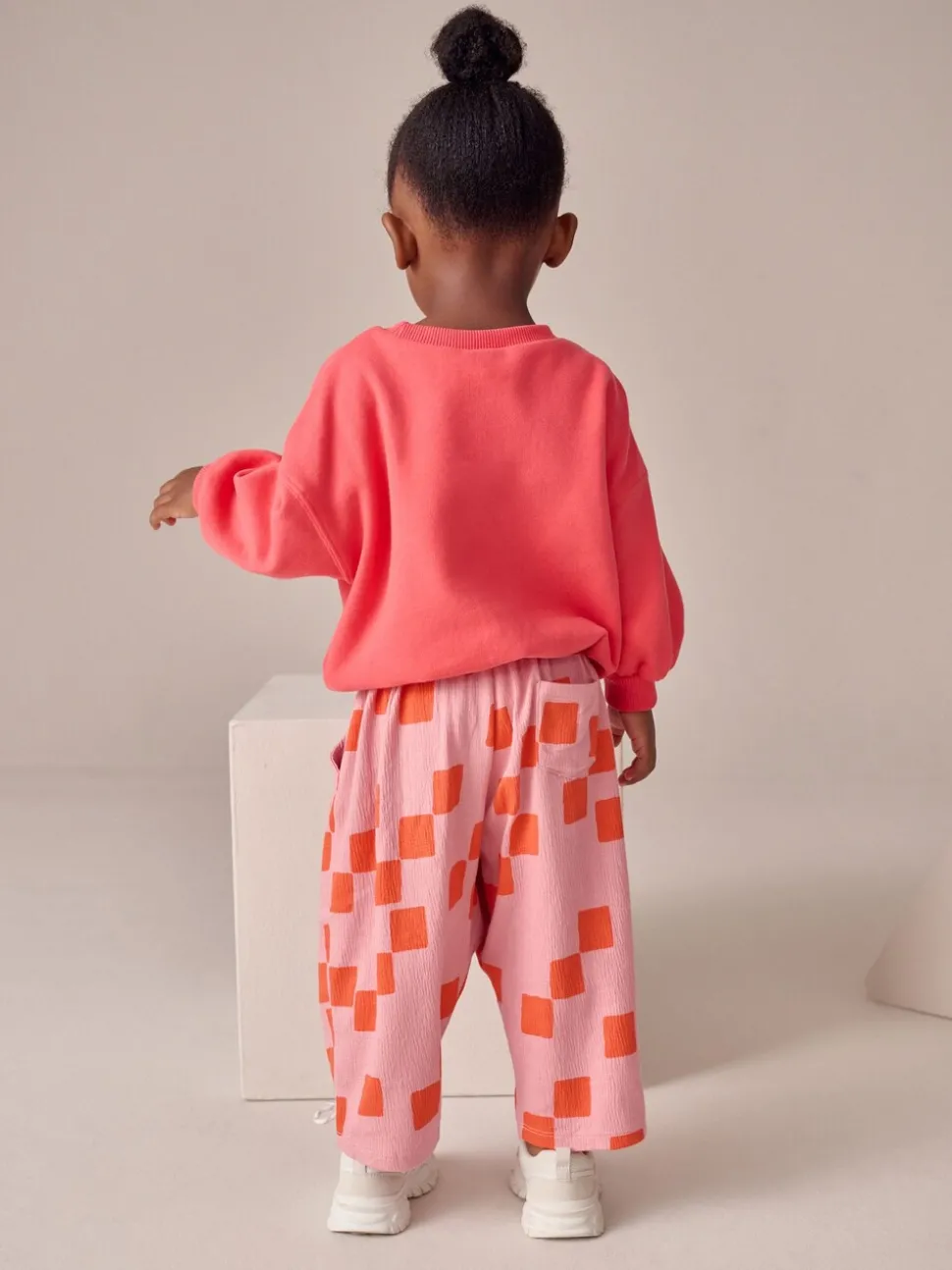 Pink Checkerboard Barrel Trousers (3mths-7yrs)