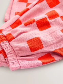 Pink Checkerboard Barrel Trousers (3mths-7yrs)