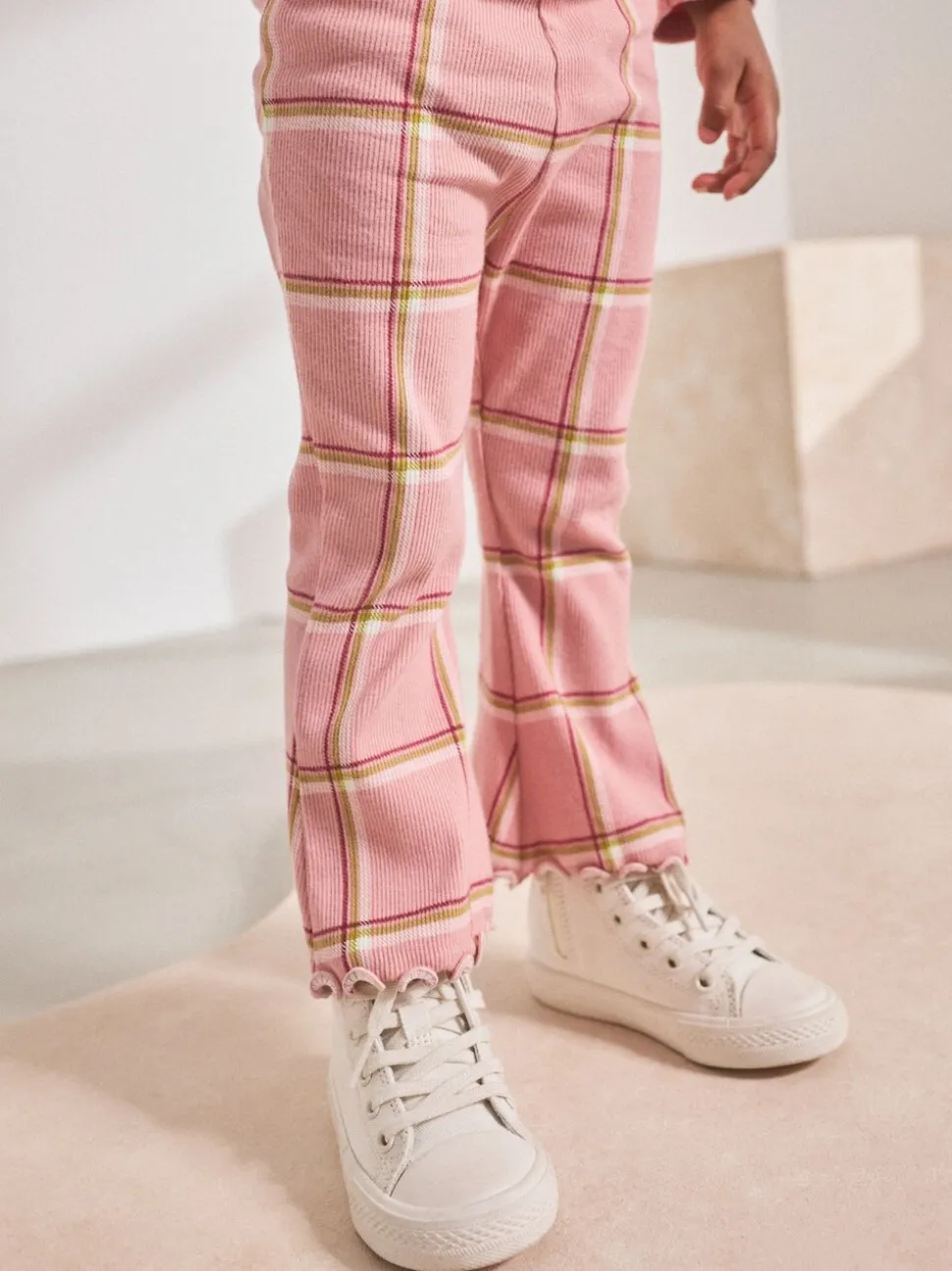 Pink Check Rib Flare Leggings (3mths-7yrs)