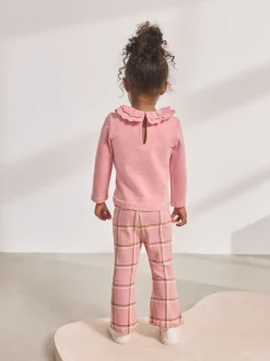 Pink Check Rib Flare Leggings (3mths-7yrs)