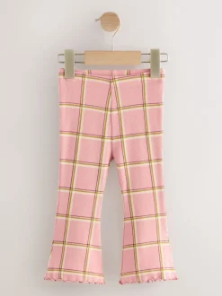 Pink Check Rib Flare Leggings (3mths-7yrs)