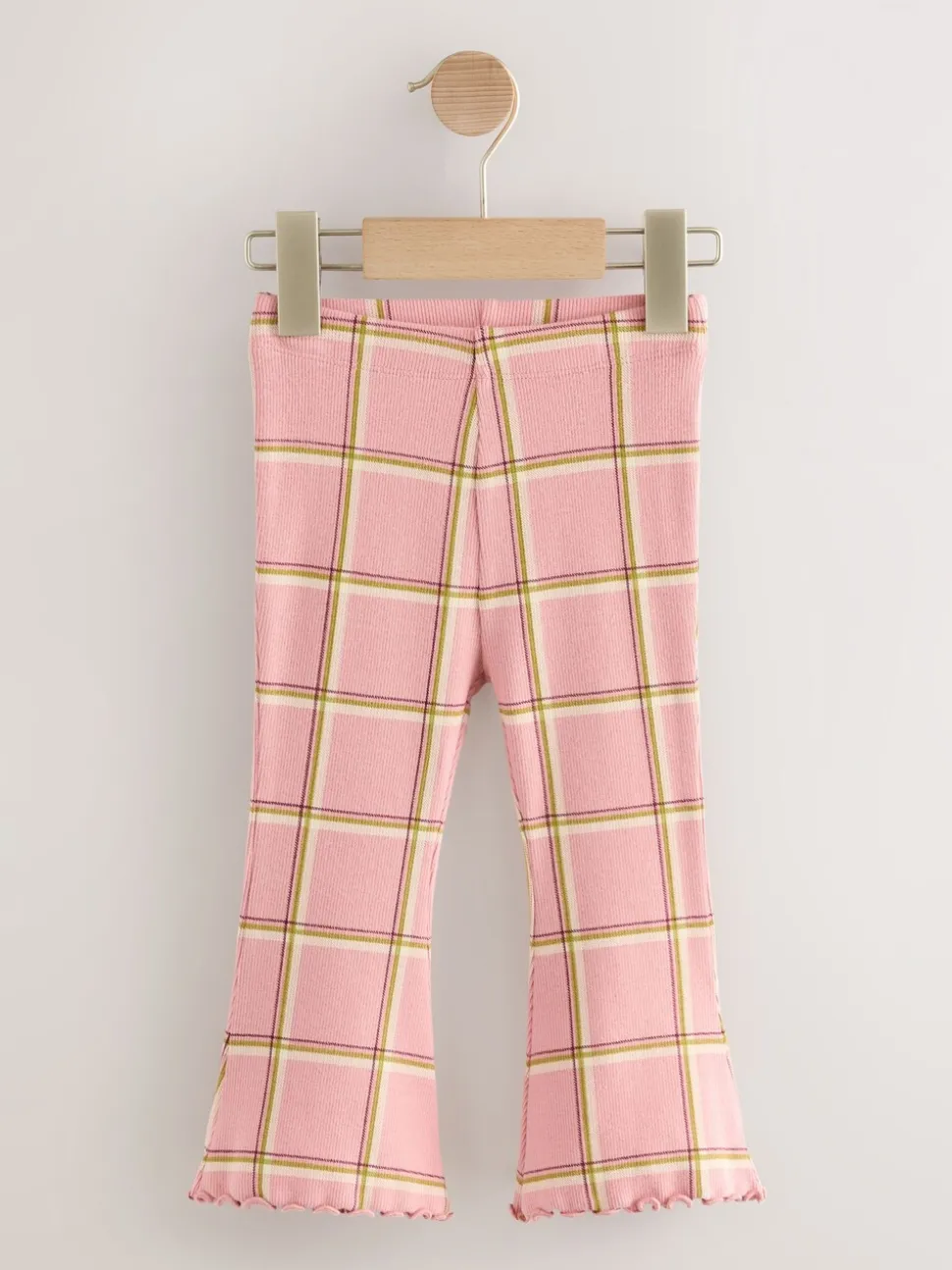 Pink Check Rib Flare Leggings (3mths-7yrs)