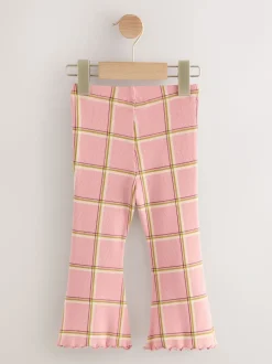 Pink Check Rib Flare Leggings (3mths-7yrs)