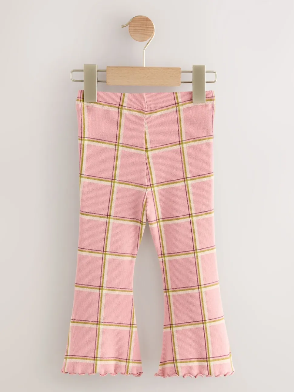 Pink Check Rib Flare Leggings (3mths-7yrs)