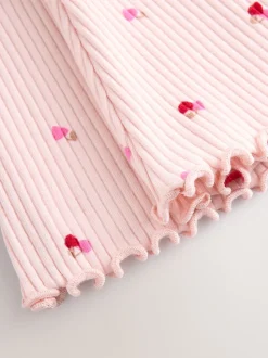 Pink Cherry Hearts Rib Flare Leggings (3mths-7yrs)