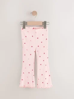 Pink Cherry Hearts Rib Flare Leggings (3mths-7yrs)