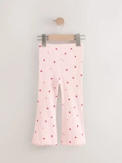 Pink Cherry Hearts Rib Flare Leggings (3mths-7yrs)