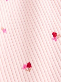 Pink Cherry Hearts Rib Flare Leggings (3mths-7yrs)