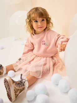 Pink Christmas Long Sleeve Top and Skirt Set (3mths-7yrs)