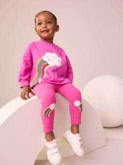 Pink Cloud Rainbow Knee Embellsihed Leggings (3mths-7yrs)