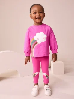Pink Cloud Rainbow Knee Embellsihed Leggings (3mths-7yrs)