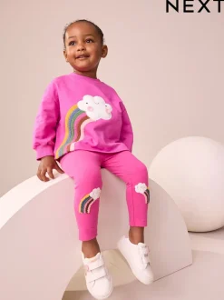 Pink Cloud Rainbow Knee Embellsihed Leggings (3mths-7yrs)