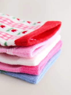 Pink Cotton Rich Cherry Ankle Socks 5 Pack