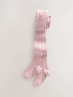 Pink Cotton Rich Rib Tights