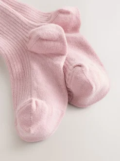 Pink Cotton Rich Rib Tights
