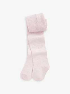Pink Cotton Rich Textured Heart Tights
