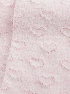 Pink Cotton Rich Textured Heart Tights