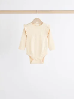 Pink/Cream Baby Long Sleeve Frill Bodysuits 4 Pack (0mths-2yrs)