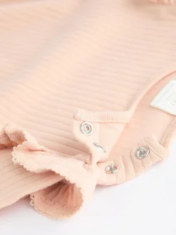 Pink/Cream Baby Long Sleeve Frill Bodysuits 4 Pack (0mths-2yrs)