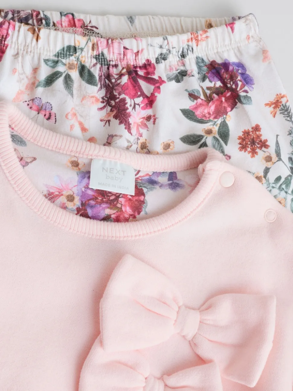 Pink/Cream Floral Baby Bow Sweaters and Leggings Set 2 Piece (0mths-2yrs)