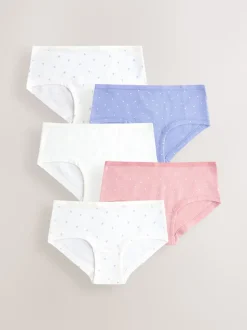 Pink/Cream Print Hipster Briefs 5 Pack (2-16yrs)