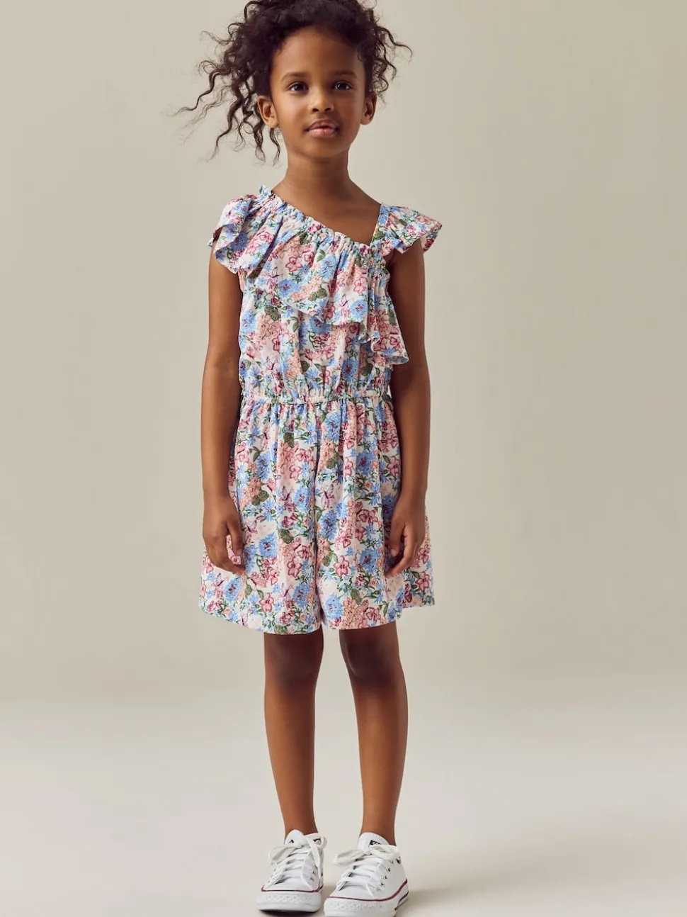 Pink Ditsy Frill Shoulder Playsuit (3-16yrs)