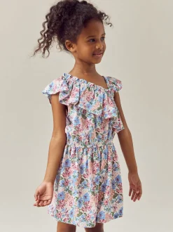 Pink Ditsy Frill Shoulder Playsuit (3-16yrs)
