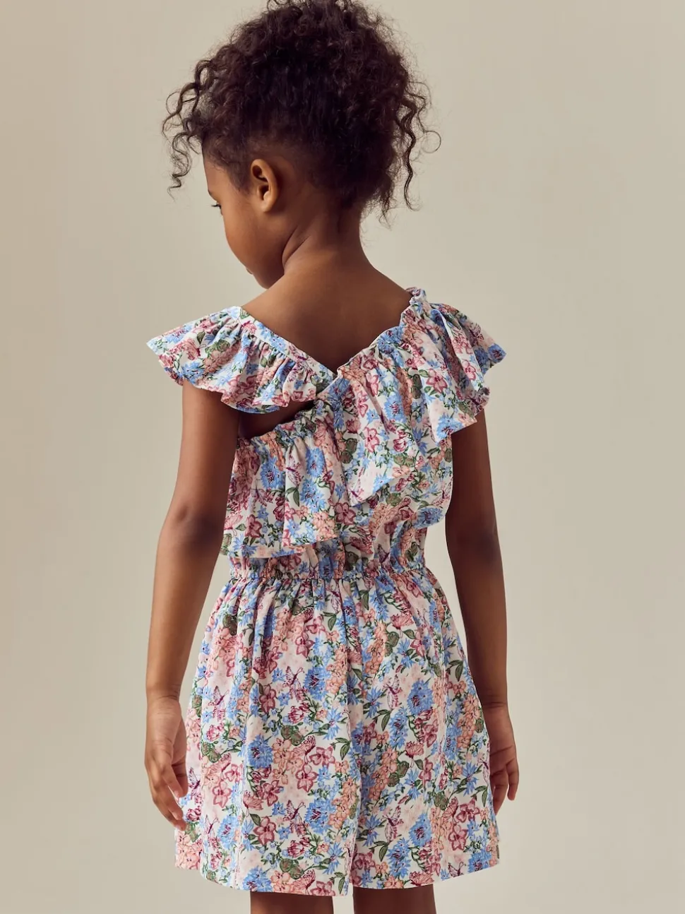 Pink Ditsy Frill Shoulder Playsuit (3-16yrs)