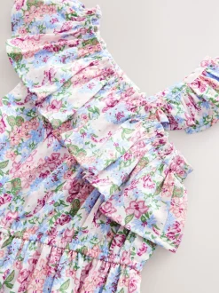 Pink Ditsy Frill Shoulder Playsuit (3-16yrs)