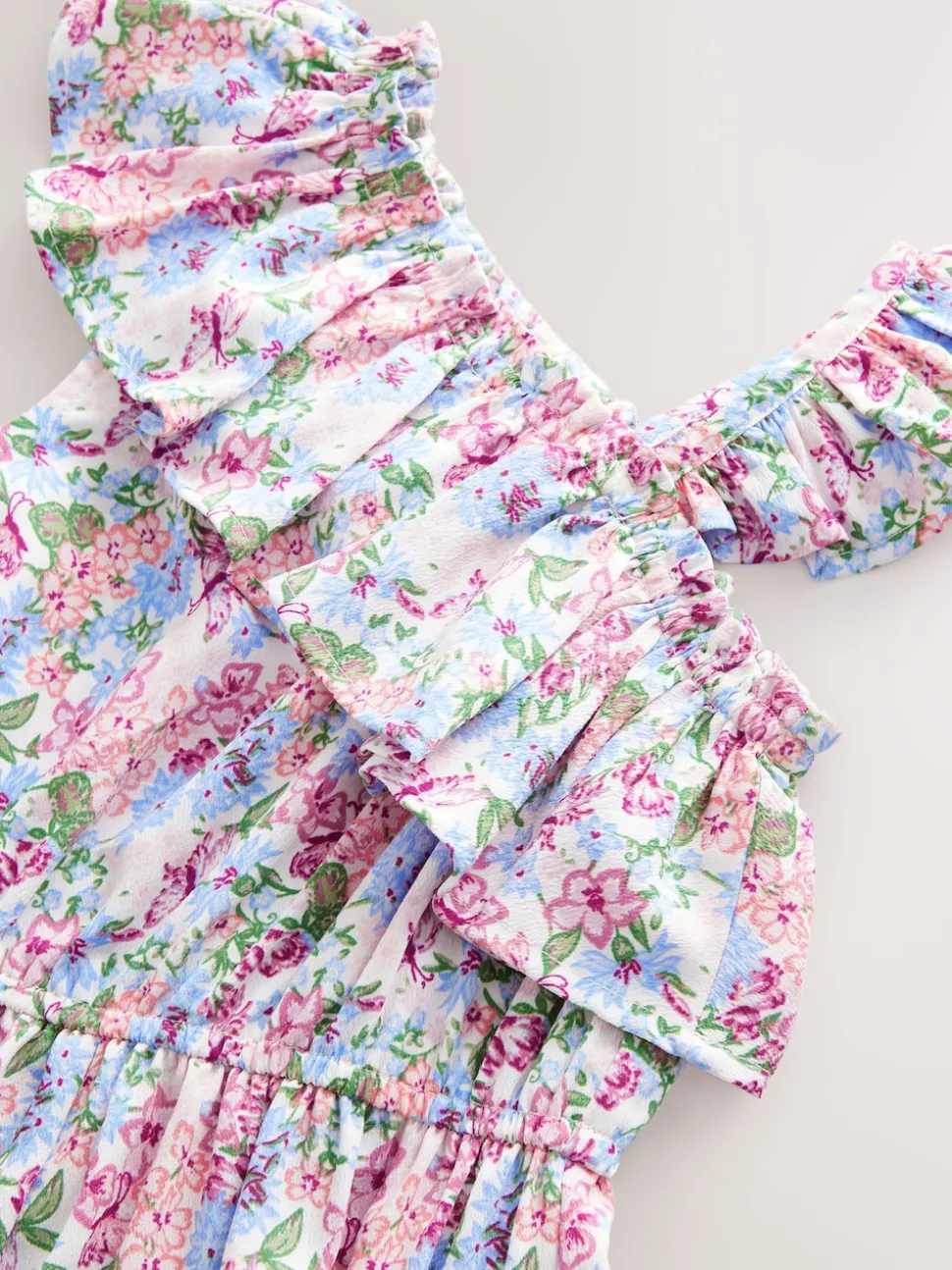 Pink Ditsy Frill Shoulder Playsuit (3-16yrs)