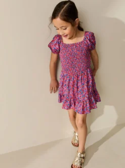 Pink Ditsy Shirred Playsuit (3-16yrs)