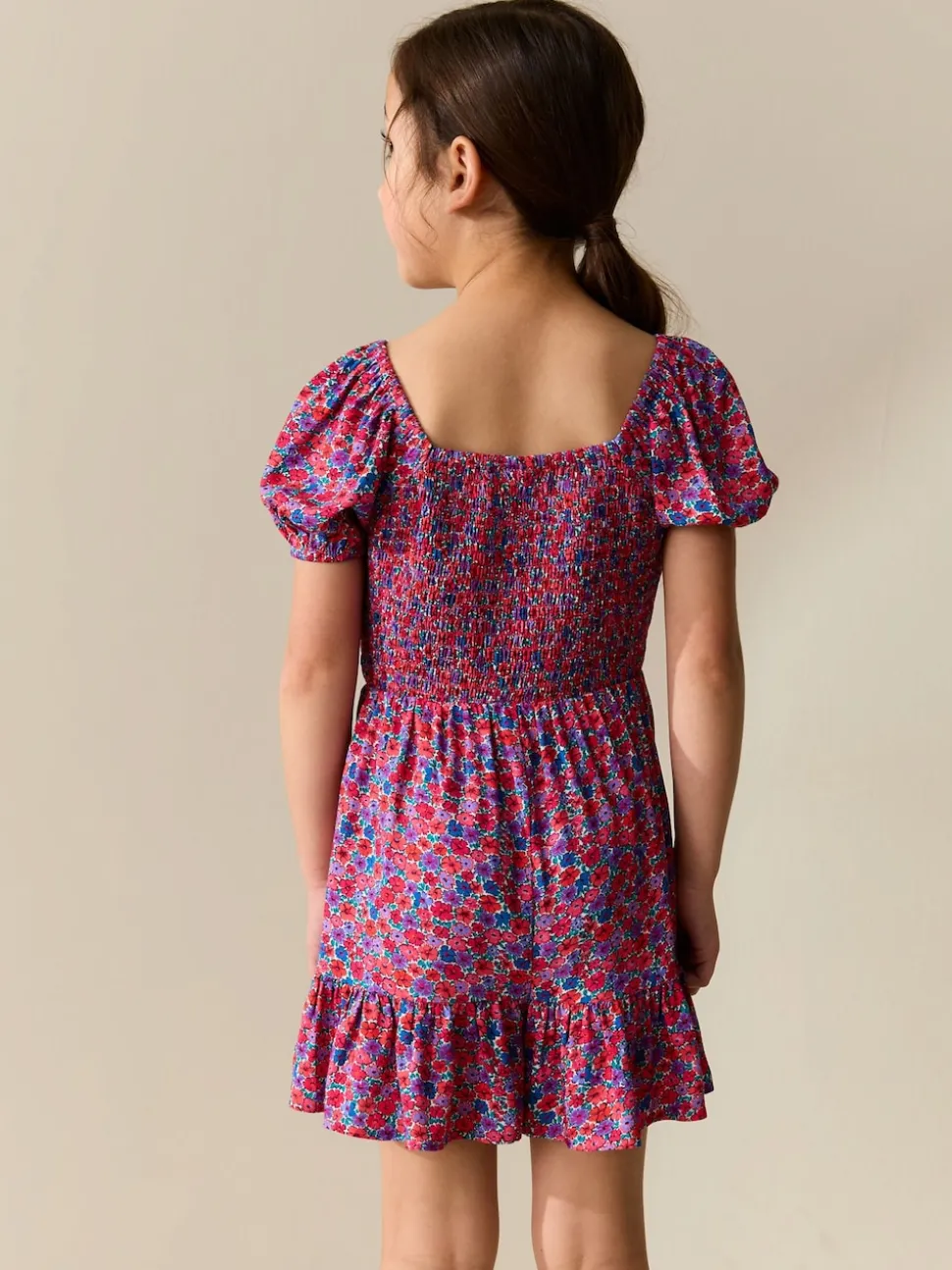 Pink Ditsy Shirred Playsuit (3-16yrs)
