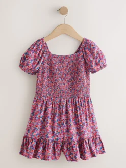 Pink Ditsy Shirred Playsuit (3-16yrs)