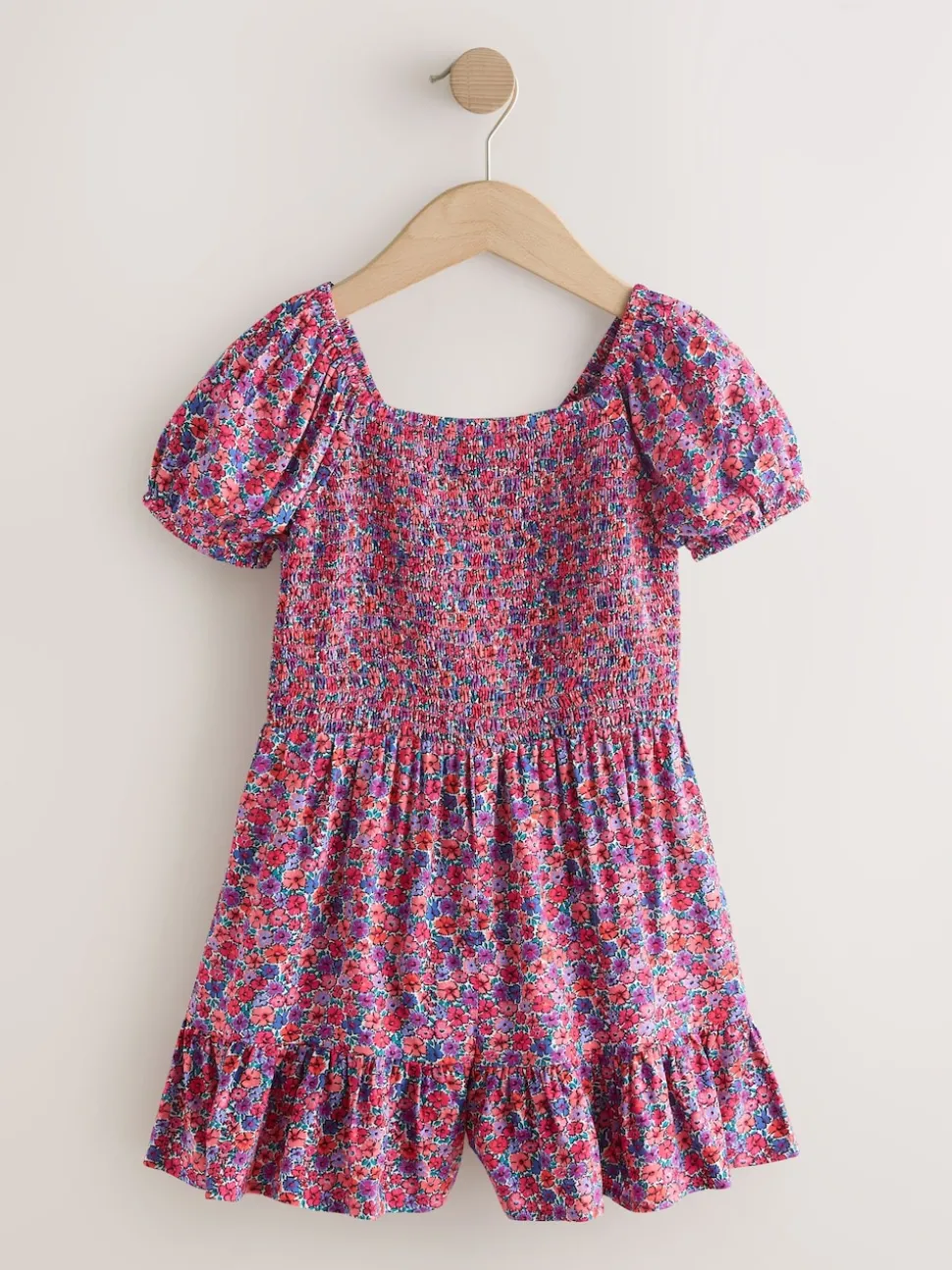 Pink Ditsy Shirred Playsuit (3-16yrs)